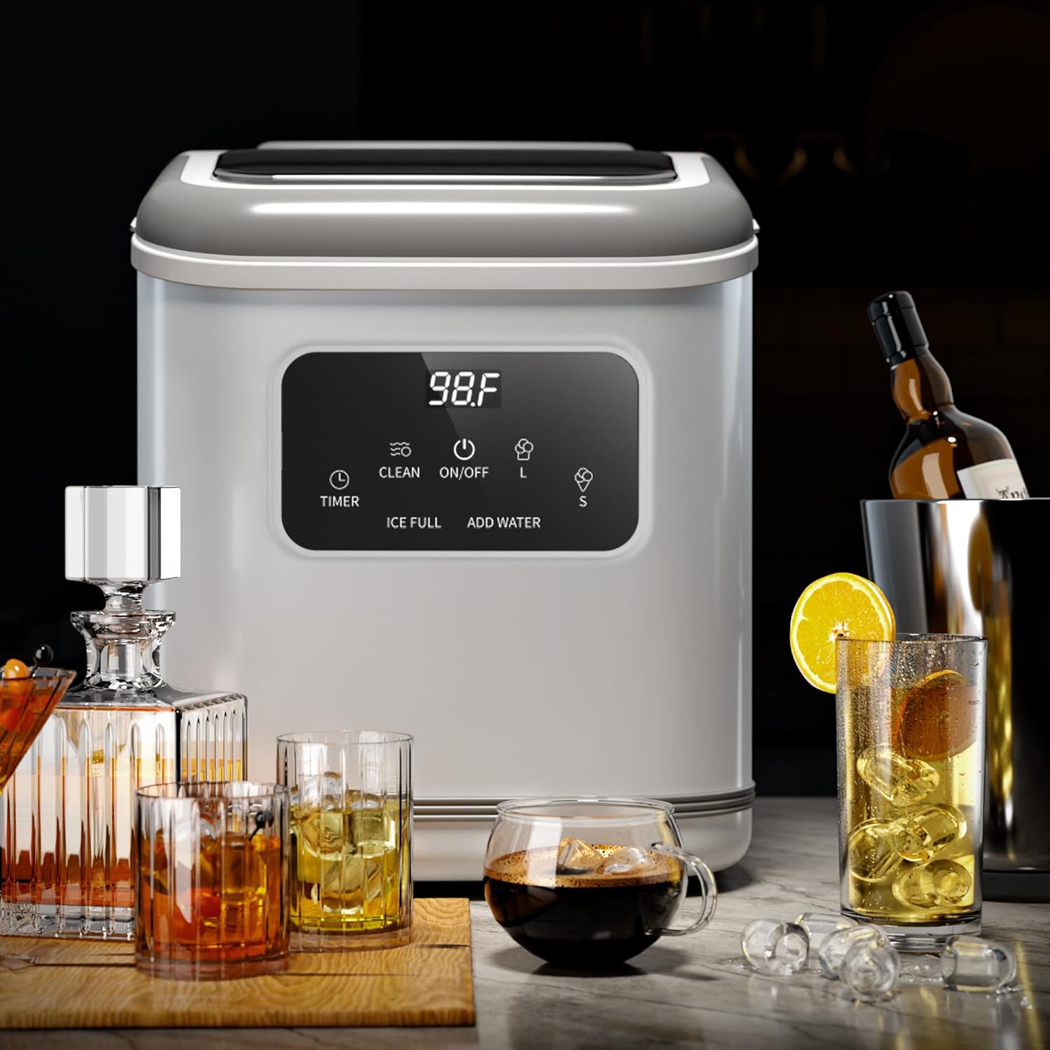 Rapid Countertop Ice Maker: 9 Bullet Cubes in Minutes, Portable & Efficient