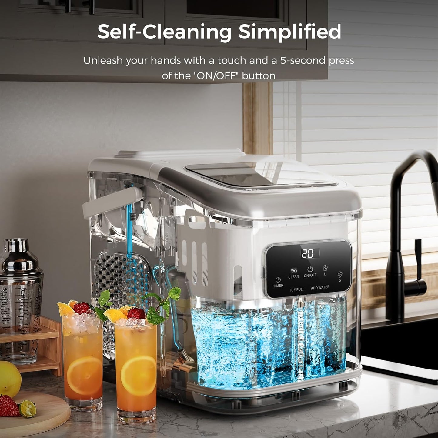 Rapid Countertop Ice Maker: 9 Bullet Cubes in Minutes, Portable & Efficient