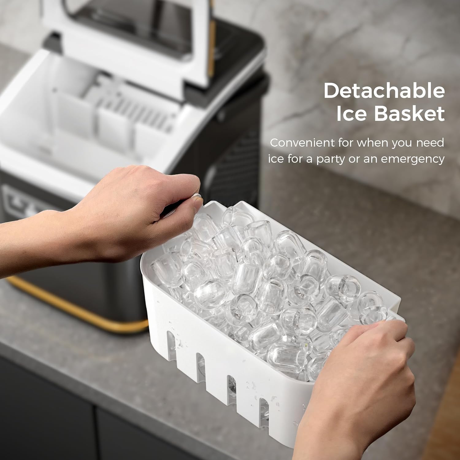Rapid Countertop Ice Maker: 9 Bullet Cubes in Minutes, Portable & Efficient