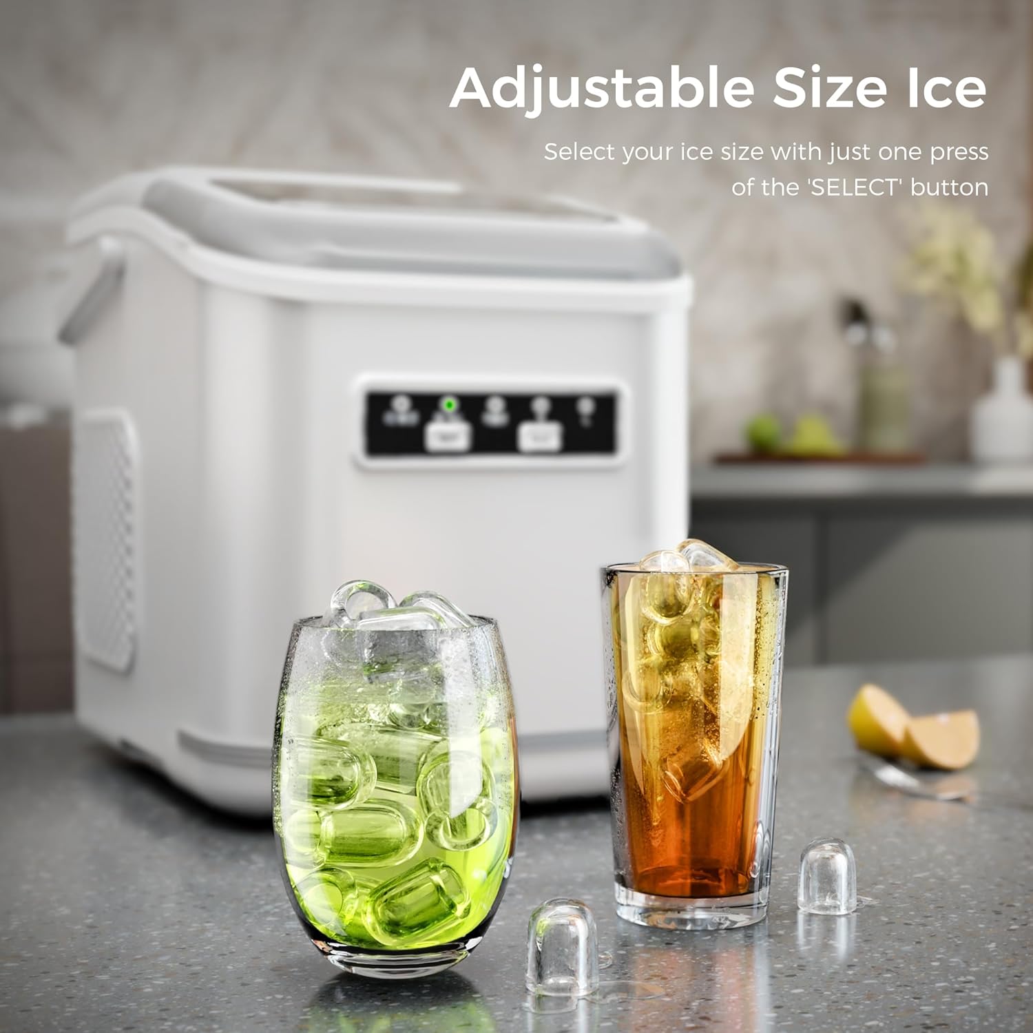Rapid Countertop Ice Maker: 9 Bullet Cubes in Minutes, Portable & Efficient