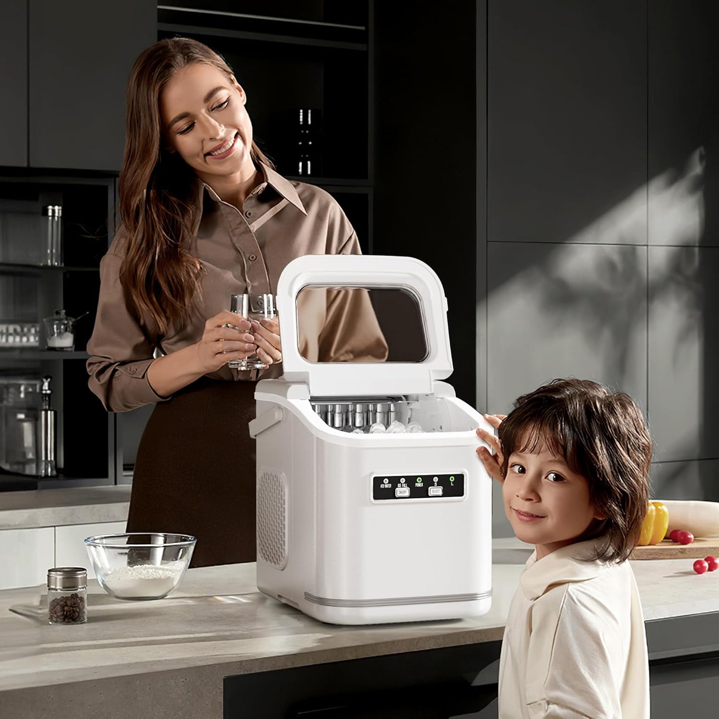 Rapid Countertop Ice Maker: 9 Bullet Cubes in Minutes, Portable & Efficient