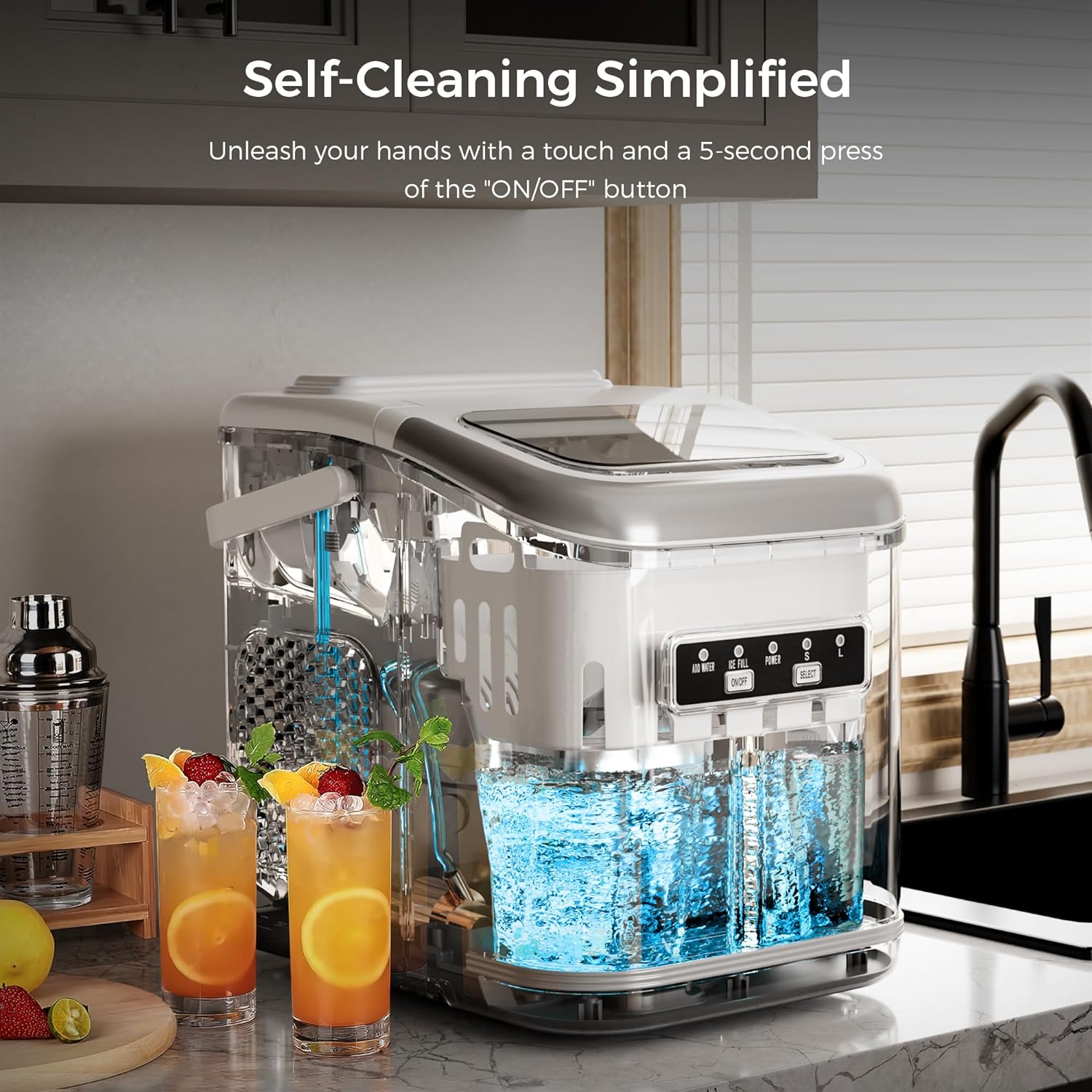 Rapid Countertop Ice Maker: 9 Bullet Cubes in Minutes, Portable & Efficient