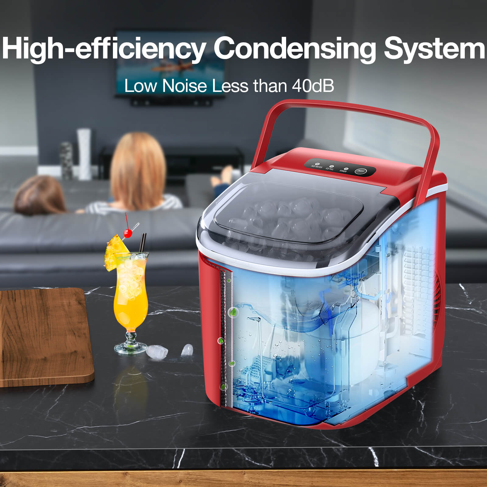 Efficient Countertop Ice Maker: Fast 26 Lbs Daily Production Portable Cube Machine