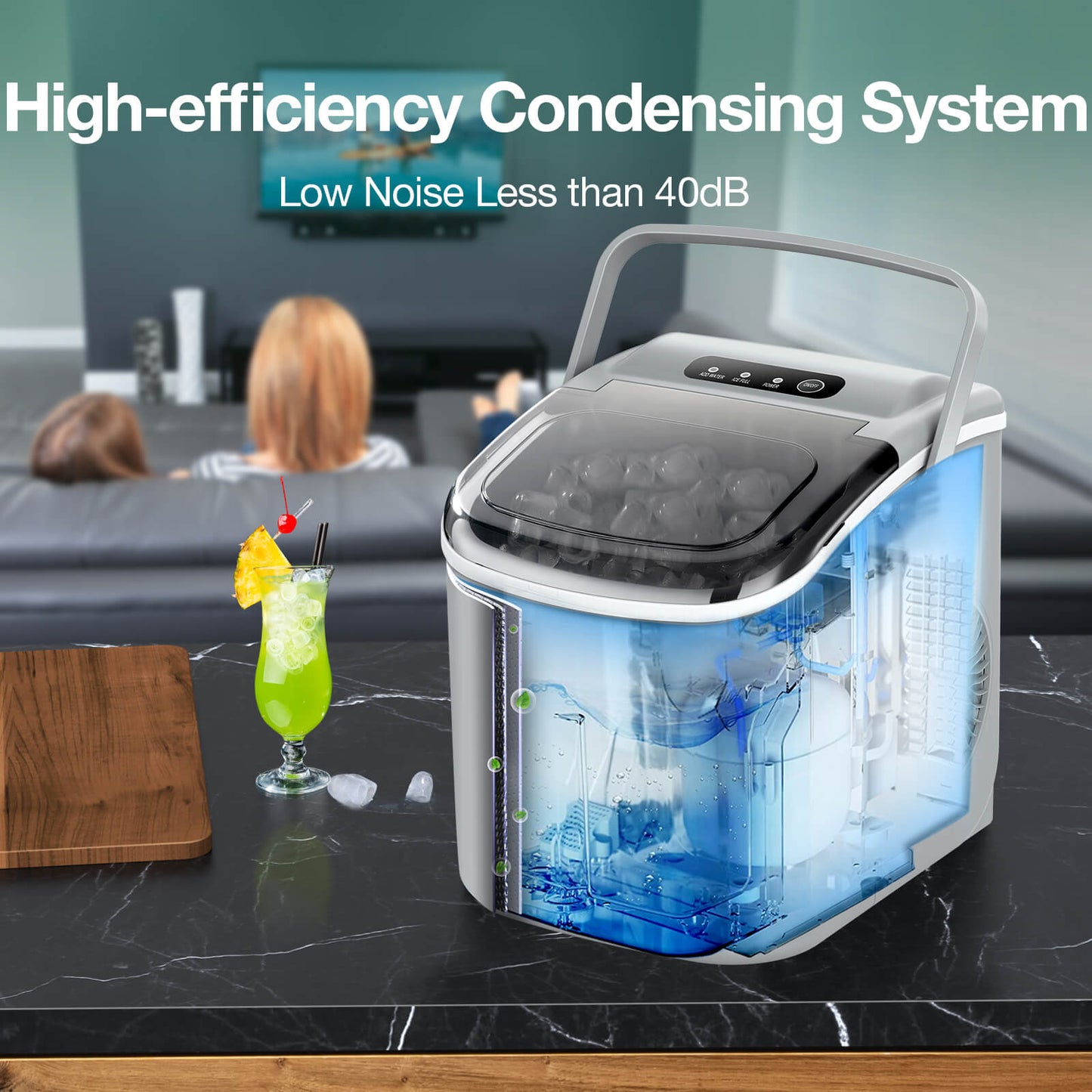 Efficient Countertop Ice Maker: Fast 26 Lbs Daily Production Portable Cube Machine