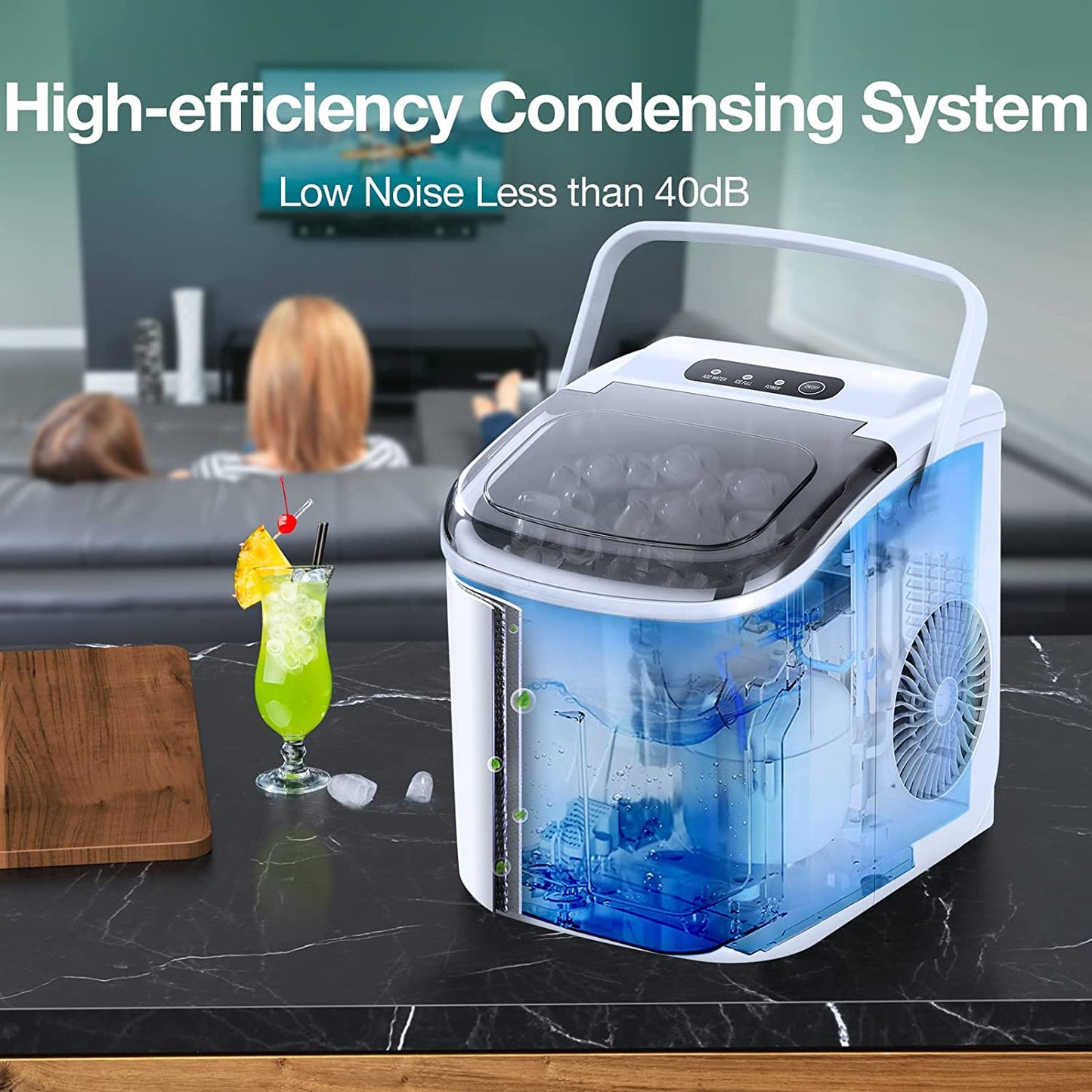 Efficient Countertop Ice Maker: Fast 26 Lbs Daily Production Portable Cube Machine