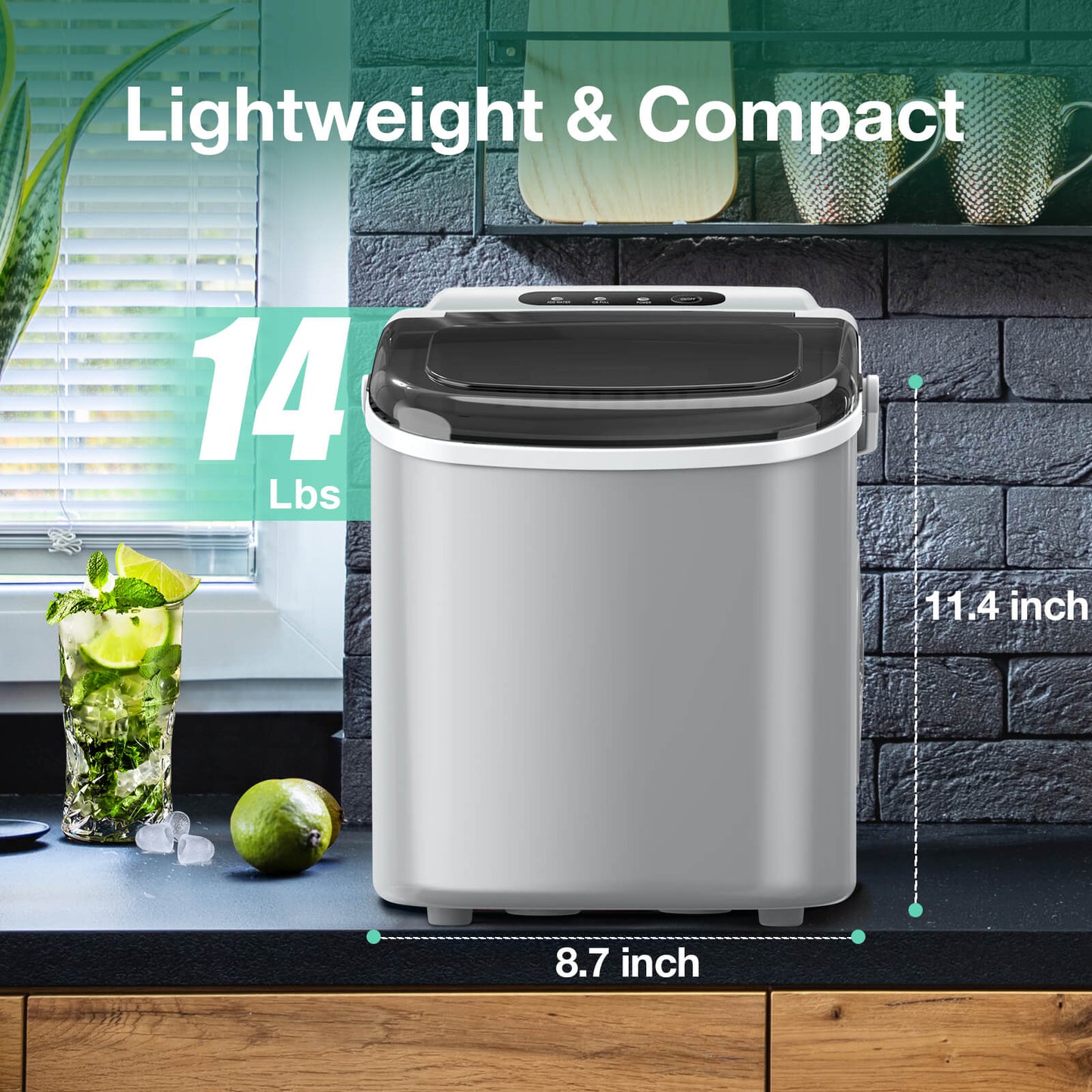 Efficient Countertop Ice Maker: Fast 26 Lbs Daily Production Portable Cube Machine