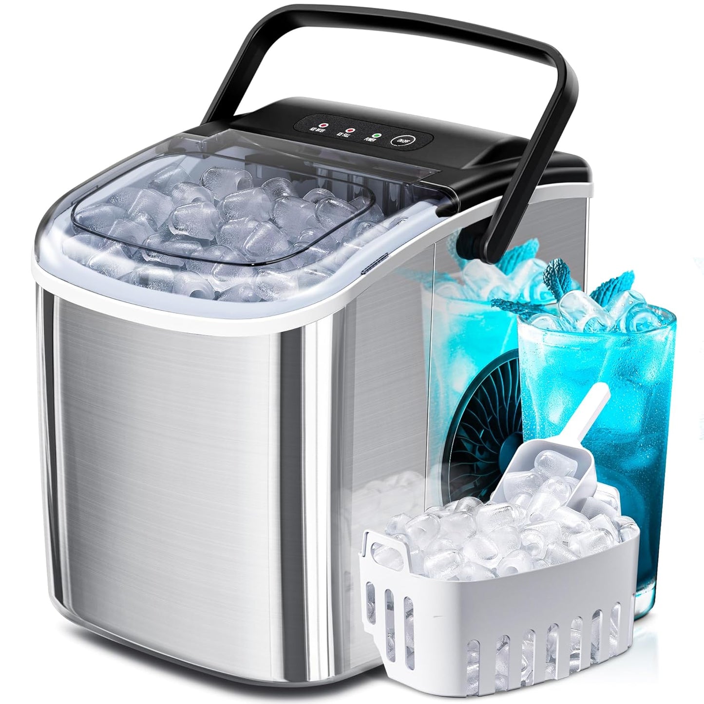 Efficient Countertop Ice Maker: Fast 26 Lbs Daily Production Portable Cube Machine