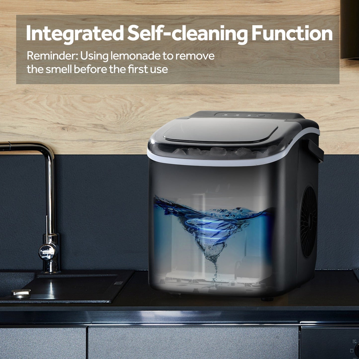 Efficient Countertop Ice Maker: Fast 26 Lbs Daily Production Portable Cube Machine
