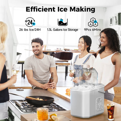 Portable Countertop Ice Maker: Fast 26 lbs Daily, Bullet Ice, Self-Cleaning
