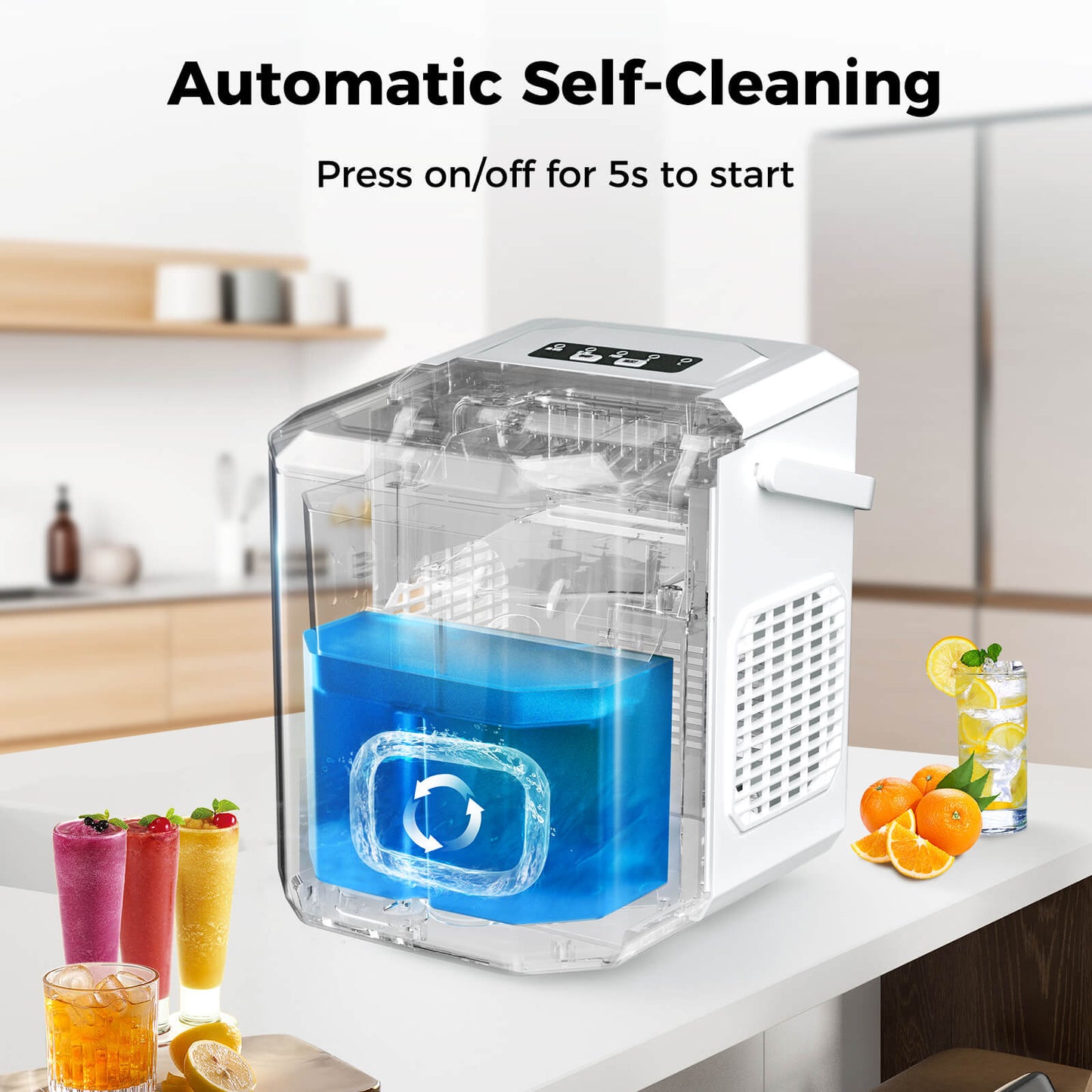 Portable Countertop Ice Maker: Fast 26 lbs Daily, Bullet Ice, Self-Cleaning