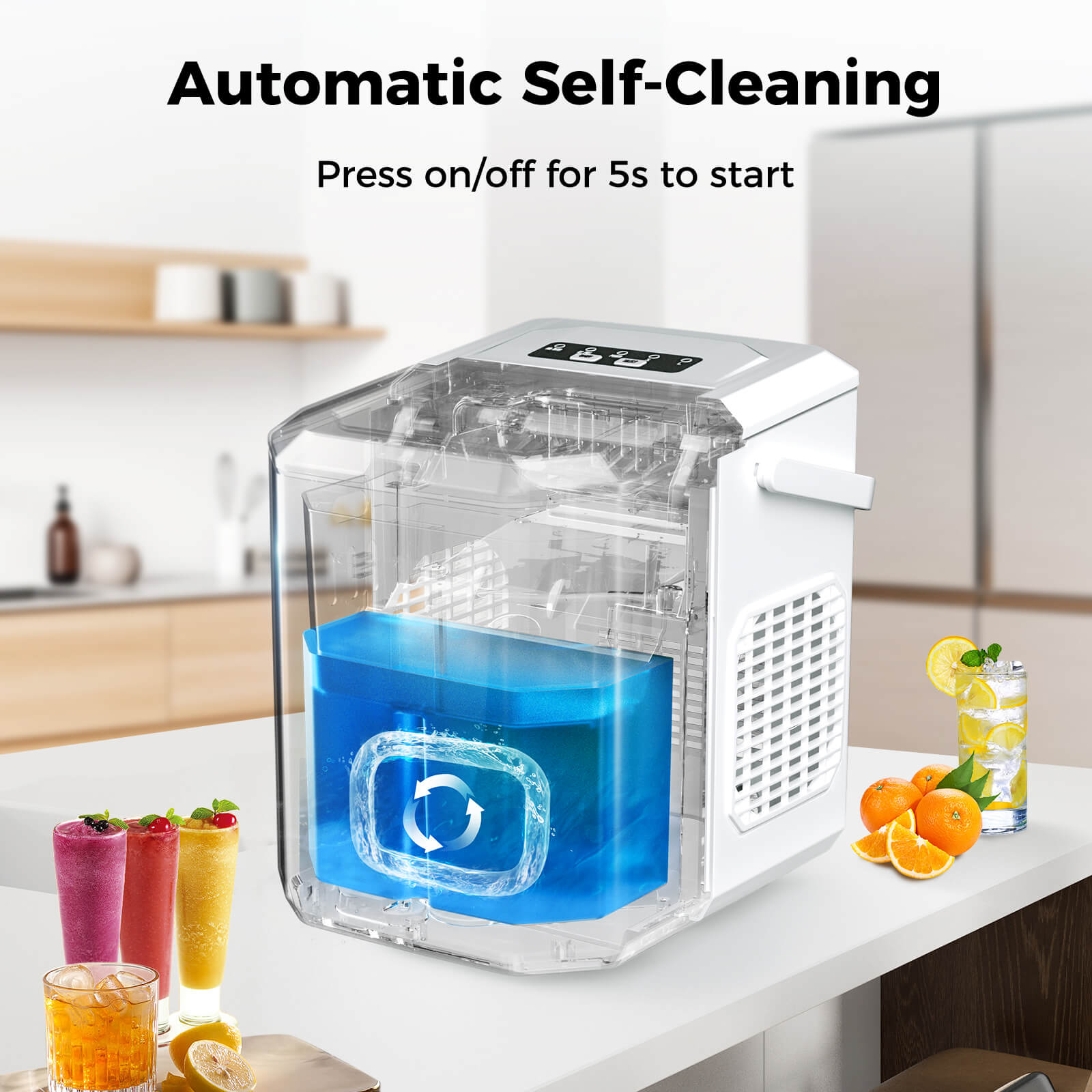 Portable Countertop Ice Maker: Fast 26 lbs Daily, Bullet Ice, Self-Cleaning