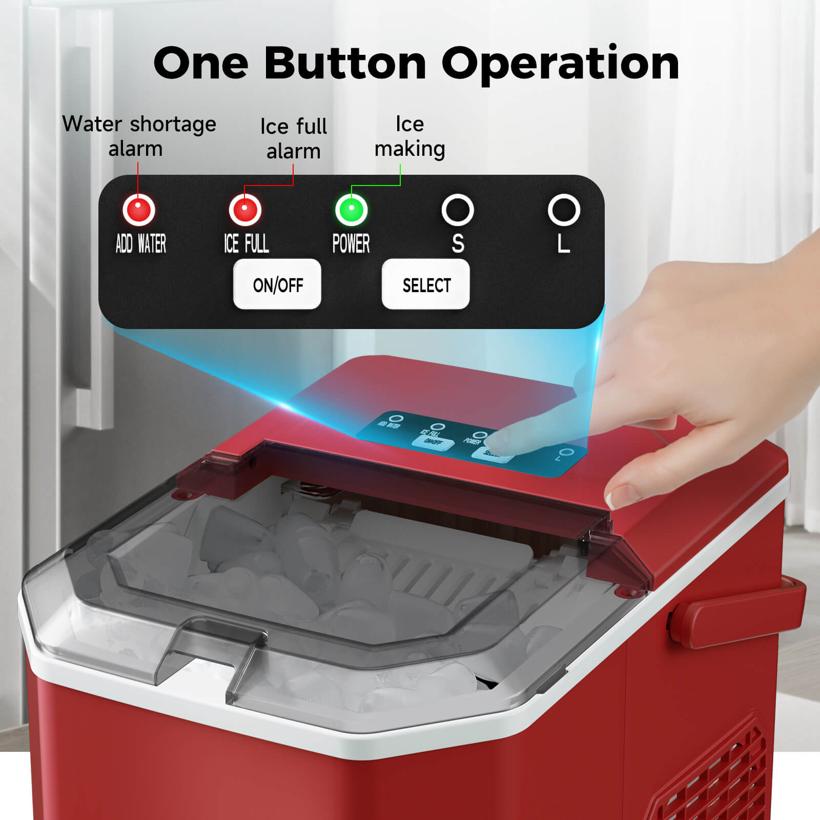 Portable Countertop Ice Maker: Fast 26 lbs Daily, Bullet Ice, Self-Cleaning