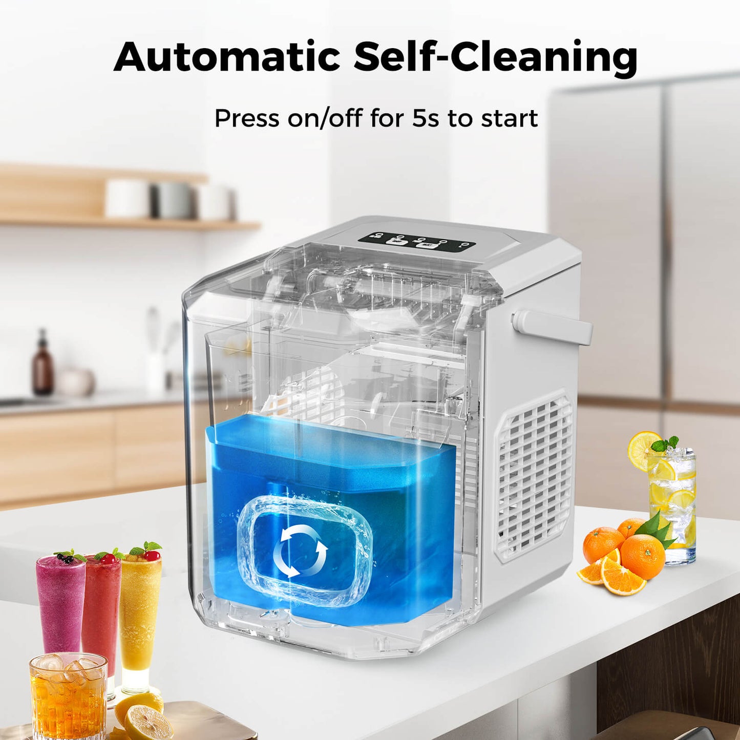 Portable Countertop Ice Maker: Fast 26 lbs Daily, Bullet Ice, Self-Cleaning