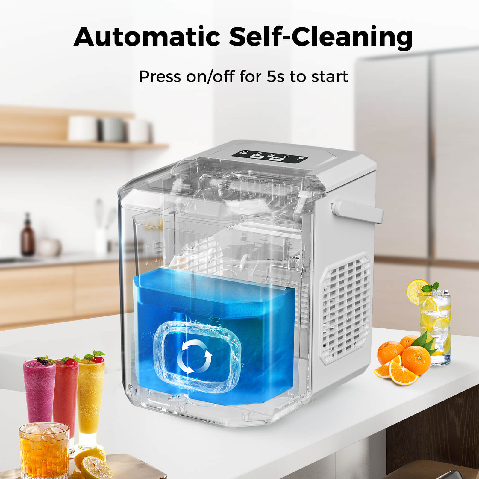 Portable Countertop Ice Maker: Fast 26 lbs Daily, Bullet Ice, Self-Cleaning