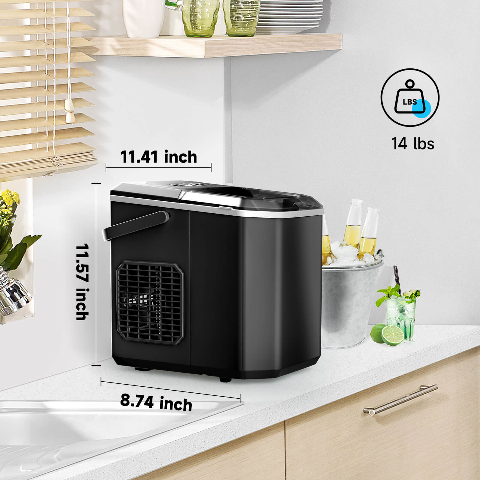 Portable Countertop Ice Maker: Fast 26 lbs Daily, Bullet Ice, Self-Cleaning