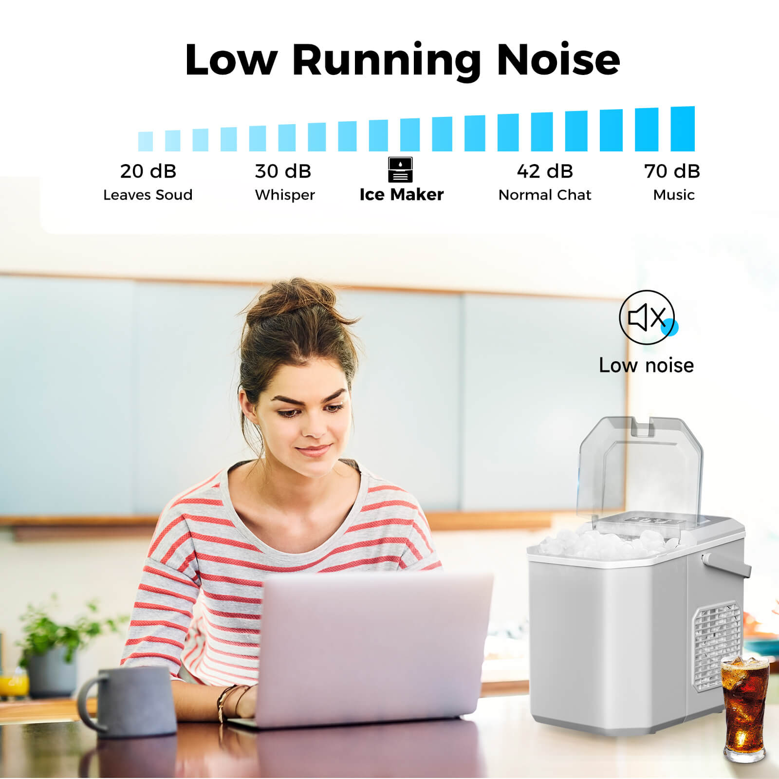 Portable Countertop Ice Maker: Fast 26 lbs Daily, Bullet Ice, Self-Cleaning