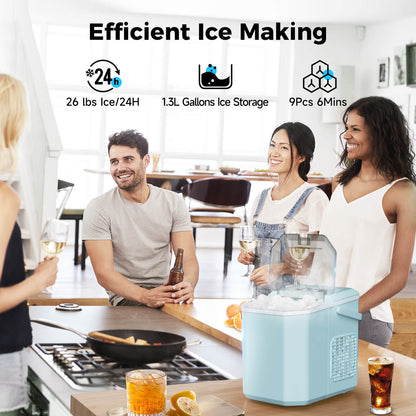 Portable Countertop Ice Maker: Fast 26 lbs Daily, Bullet Ice, Self-Cleaning