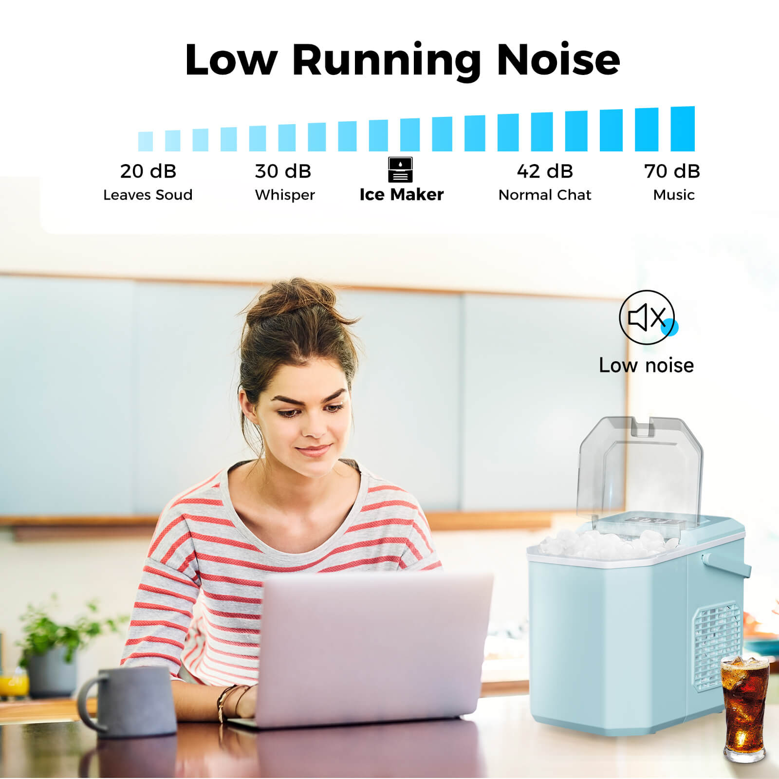 Portable Countertop Ice Maker: Fast 26 lbs Daily, Bullet Ice, Self-Cleaning