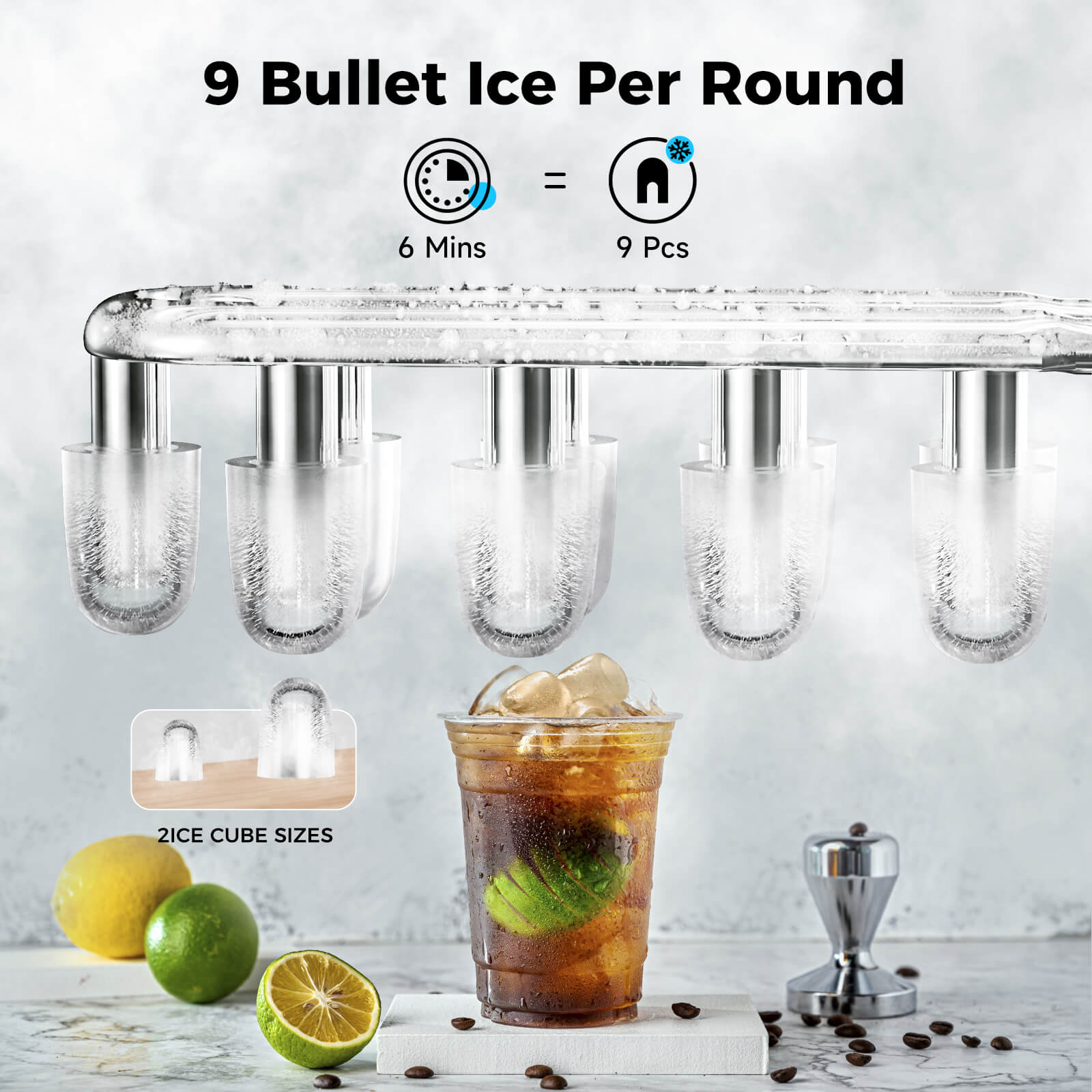 Portable Countertop Ice Maker: Fast 26 lbs Daily, Bullet Ice, Self-Cleaning