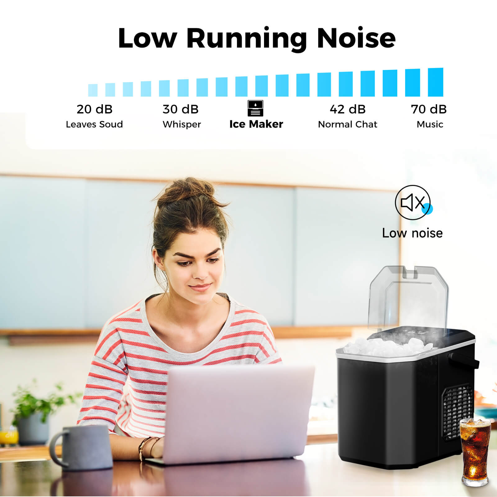 Portable Countertop Ice Maker: Fast 26 lbs Daily, Bullet Ice, Self-Cleaning