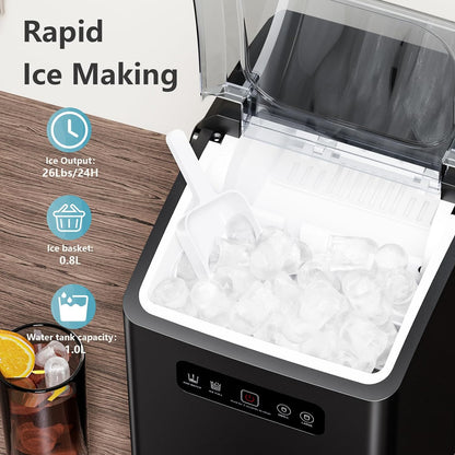 Compact Portable Countertop Ice Maker Machine with Handle for Home RV Camping