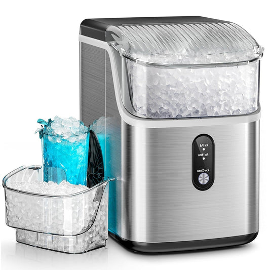Compact Countertop Nugget Ice Maker, Fast Soft Chewable Pellet Ice Machine