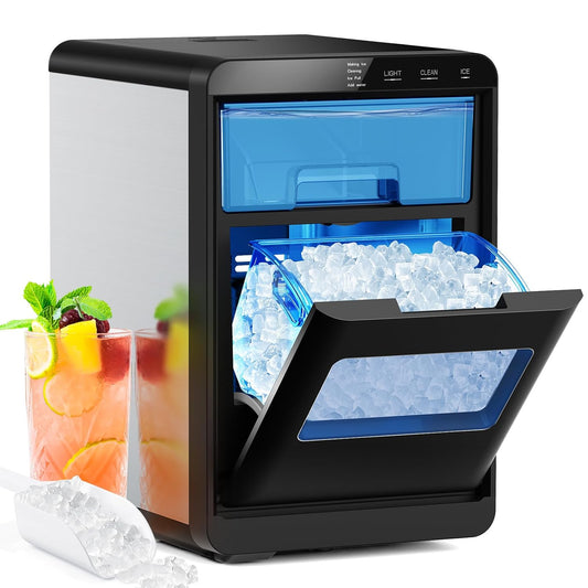 Countertop Nugget Ice Maker, Fast Quiet Self-Cleaning, Portable Compact Design