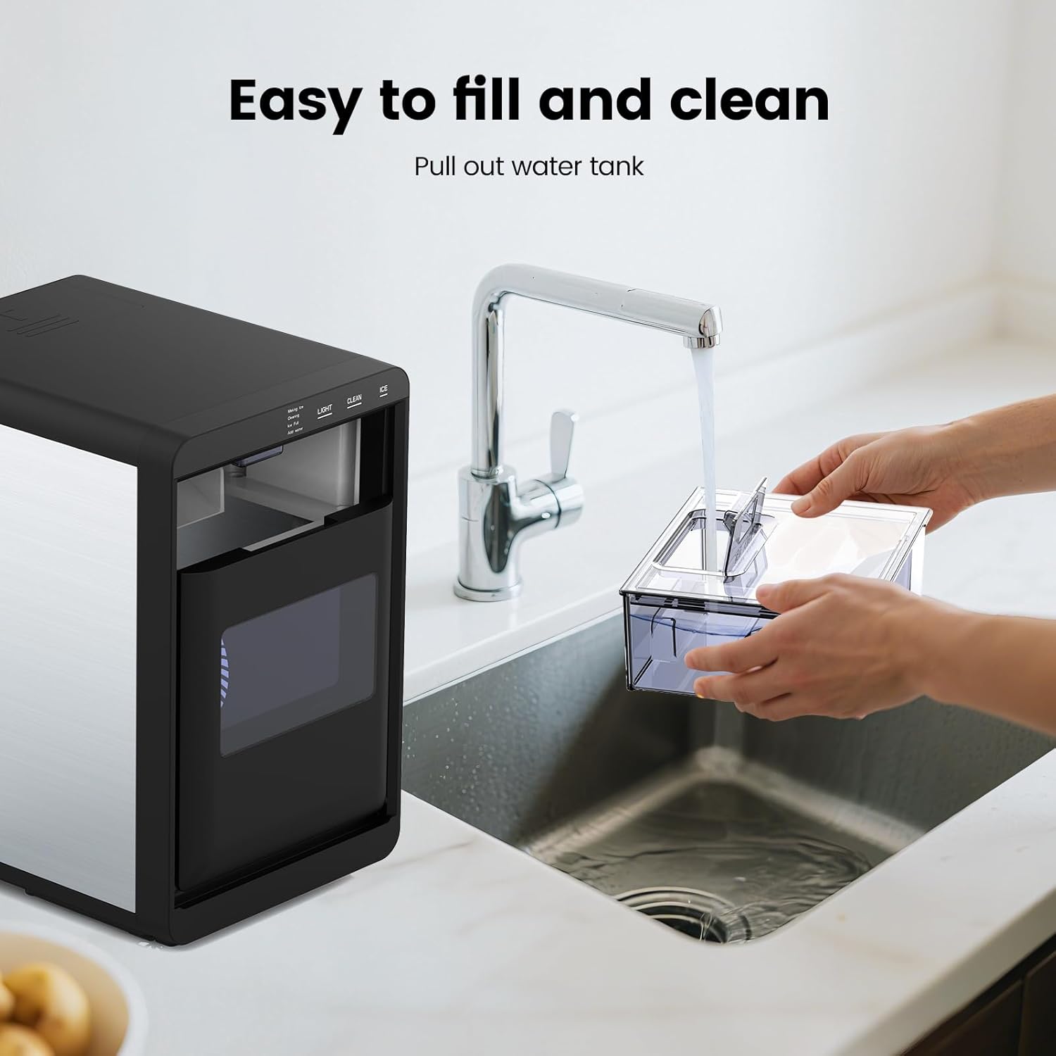 Countertop Nugget Ice Maker, Fast Quiet Self-Cleaning, Portable Compact Design