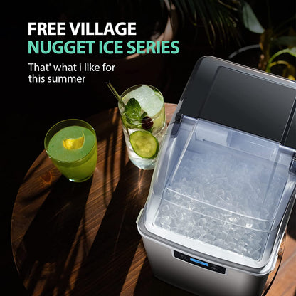 High-Capacity Countertop Nugget Ice Maker: 44lb Daily, Chewable Ice, Self-Cleaning