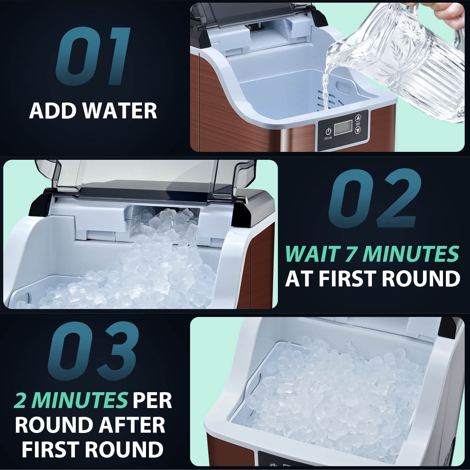 High-Capacity Countertop Nugget Ice Maker: 44lb Daily, Chewable Ice, Self-Cleaning