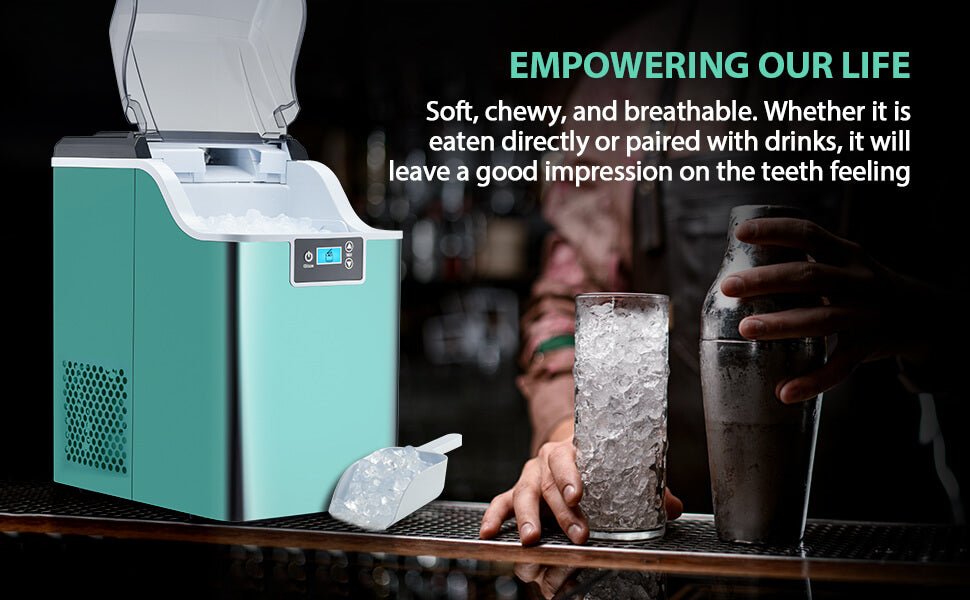 High-Capacity Countertop Nugget Ice Maker: 44lb Daily, Chewable Ice, Self-Cleaning
