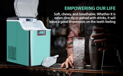 High-Capacity Countertop Nugget Ice Maker: 44lb Daily, Chewable Ice, Self-Cleaning
