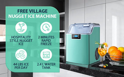 High-Capacity Countertop Nugget Ice Maker: 44lb Daily, Chewable Ice, Self-Cleaning