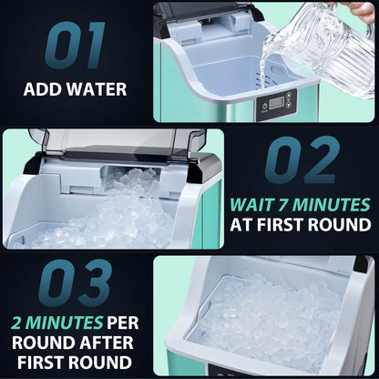 High-Capacity Countertop Nugget Ice Maker: 44lb Daily, Chewable Ice, Self-Cleaning