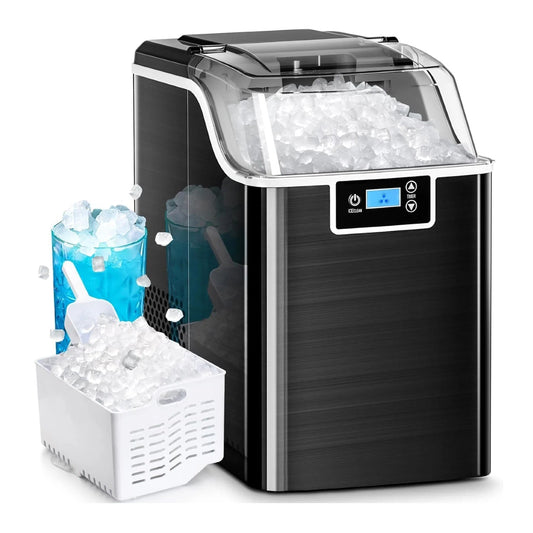 High-Capacity Countertop Nugget Ice Maker: 44lb Daily, Chewable Ice, Self-Cleaning