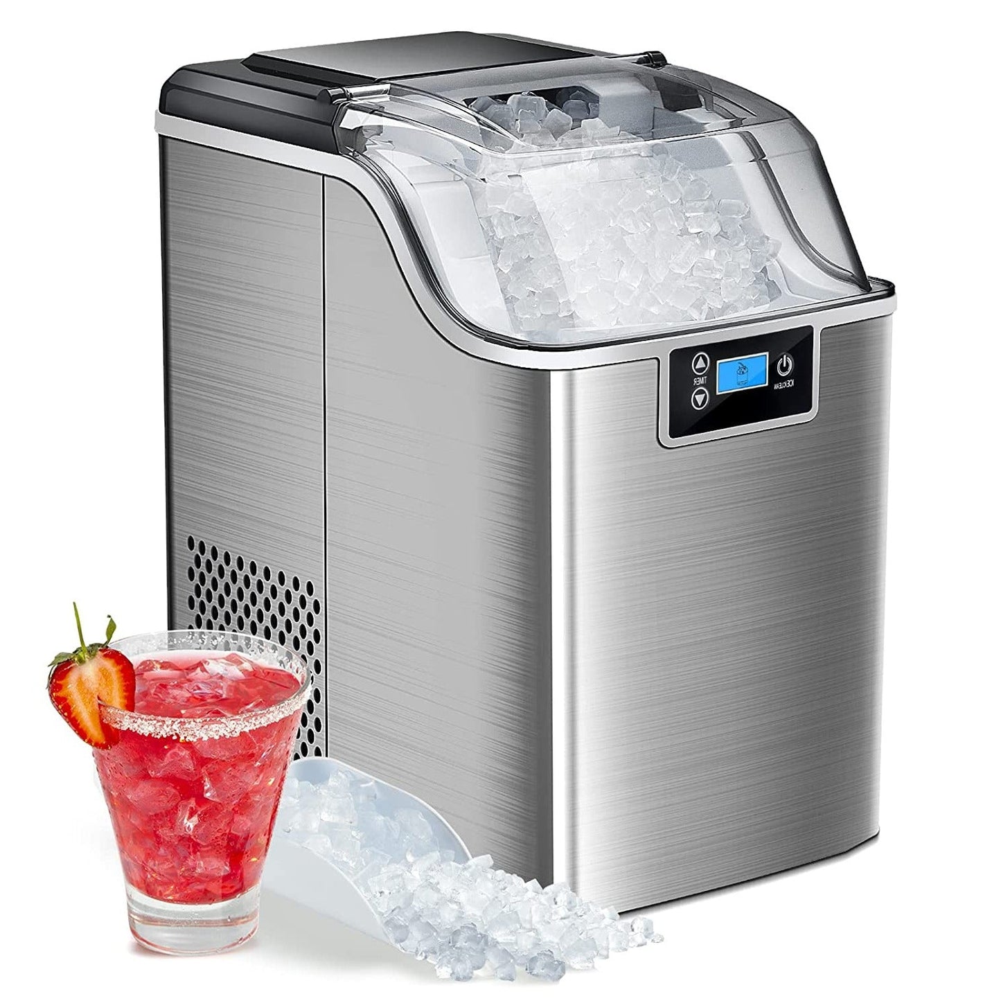 High-Capacity Countertop Nugget Ice Maker: 44lb Daily, Chewable Ice, Self-Cleaning
