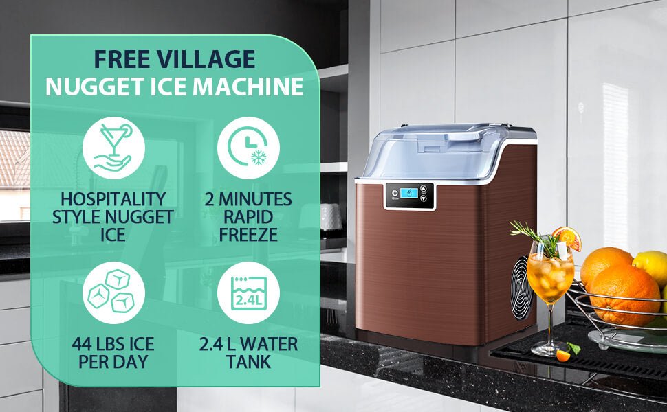 High-Capacity Countertop Nugget Ice Maker: 44lb Daily, Chewable Ice, Self-Cleaning
