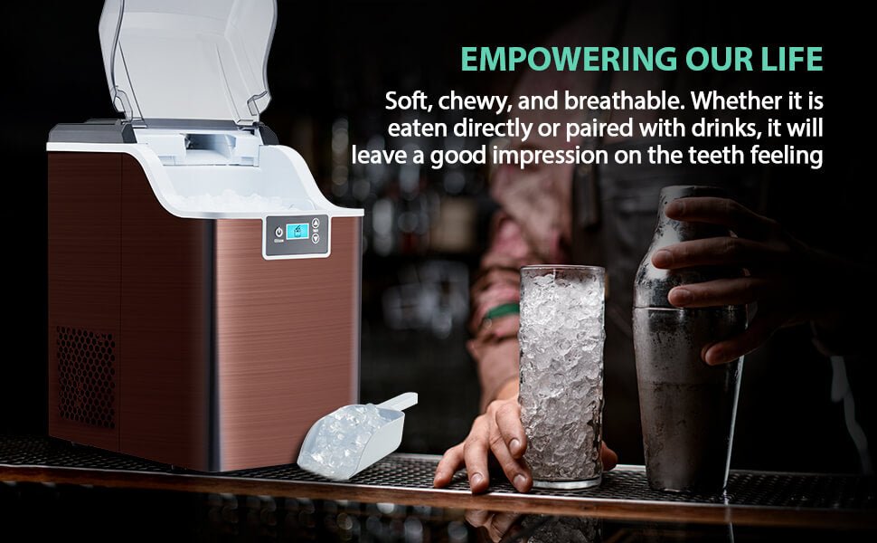 High-Capacity Countertop Nugget Ice Maker: 44lb Daily, Chewable Ice, Self-Cleaning