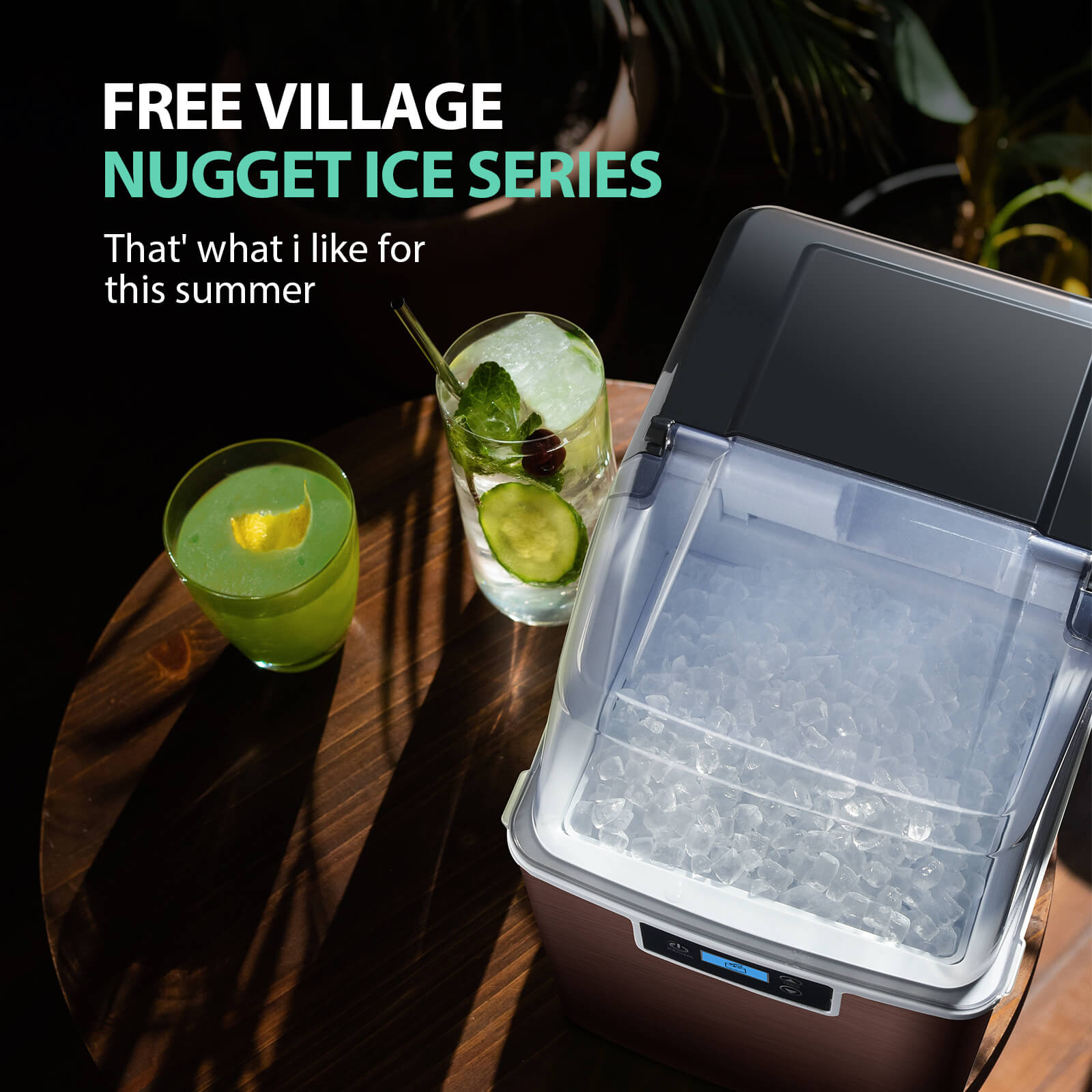 High-Capacity Countertop Nugget Ice Maker: 44lb Daily, Chewable Ice, Self-Cleaning