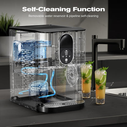 Countertop Nugget Ice Maker, Pebble Ice Machine, Self-Cleaning, 45 lbs Daily Production