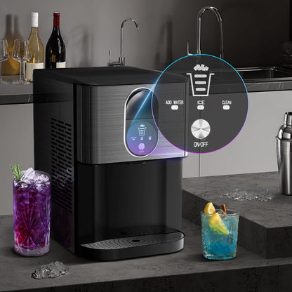 Countertop Nugget Ice Maker, Pebble Ice Machine, Self-Cleaning, 45 lbs Daily Production
