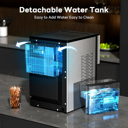 Countertop Nugget Ice Maker, Pebble Ice Machine, Self-Cleaning, 45 lbs Daily Production