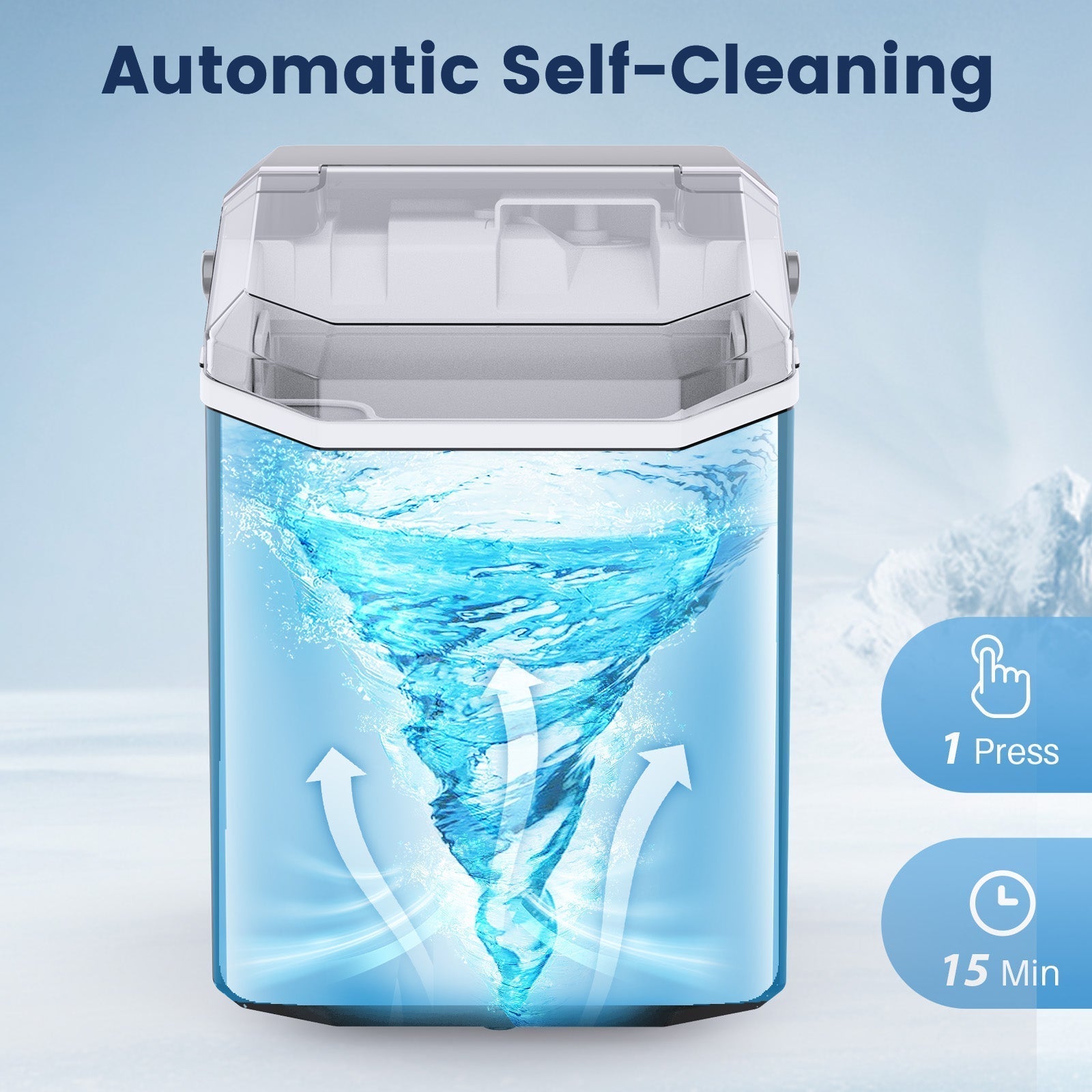Countertop Nugget Pebble Ice Machine: Fast Production, Soft Chewy Ice, Self-Cleaning