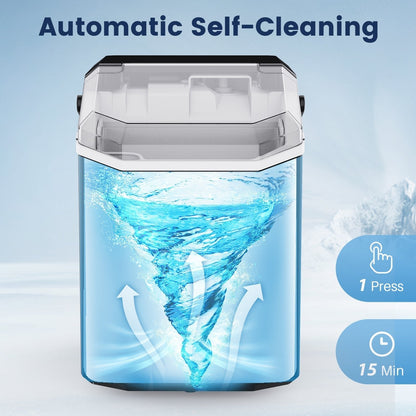 Countertop Nugget Pebble Ice Machine: Fast Production, Soft Chewy Ice, Self-Cleaning