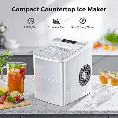 Rapid Portable Countertop Ice Maker Machine: Fast, Quiet, Bullet Ice Production