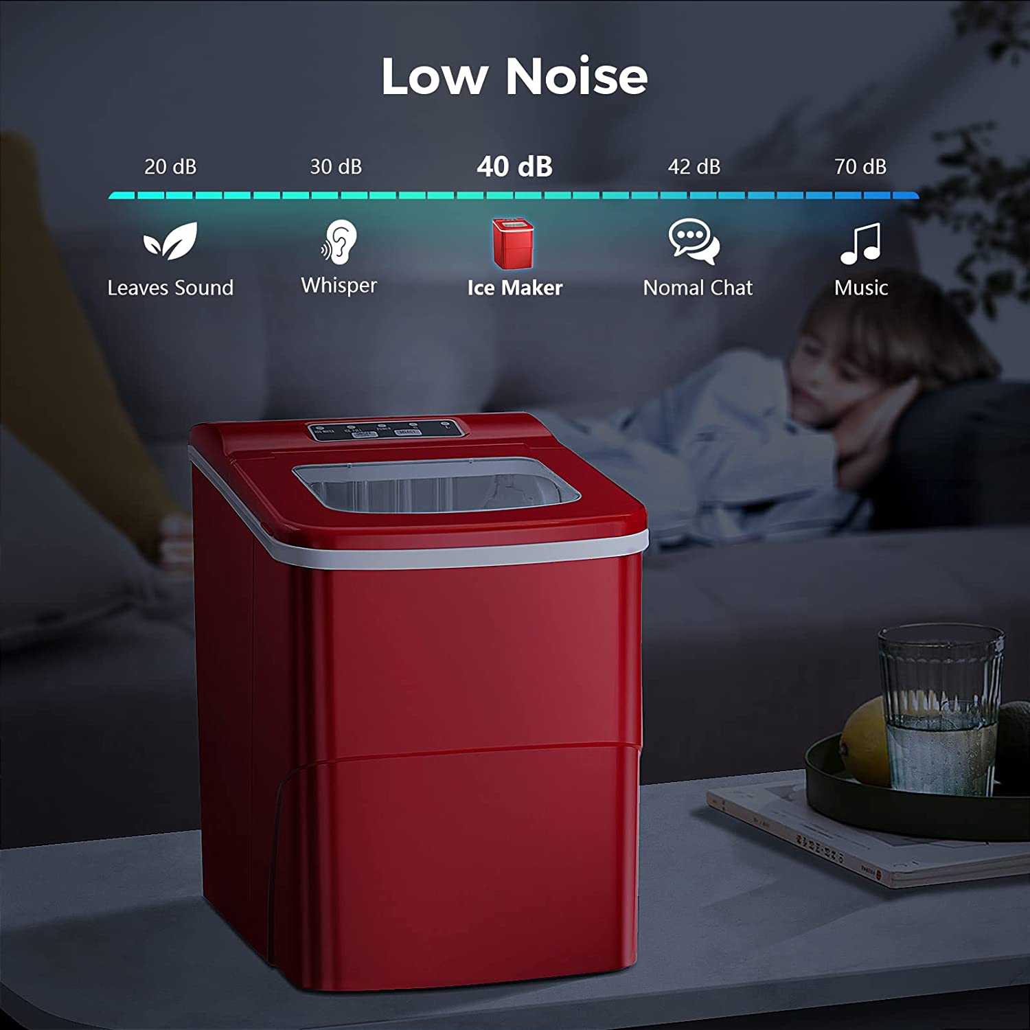 Rapid Portable Countertop Ice Maker Machine: Fast, Quiet, Bullet Ice Production
