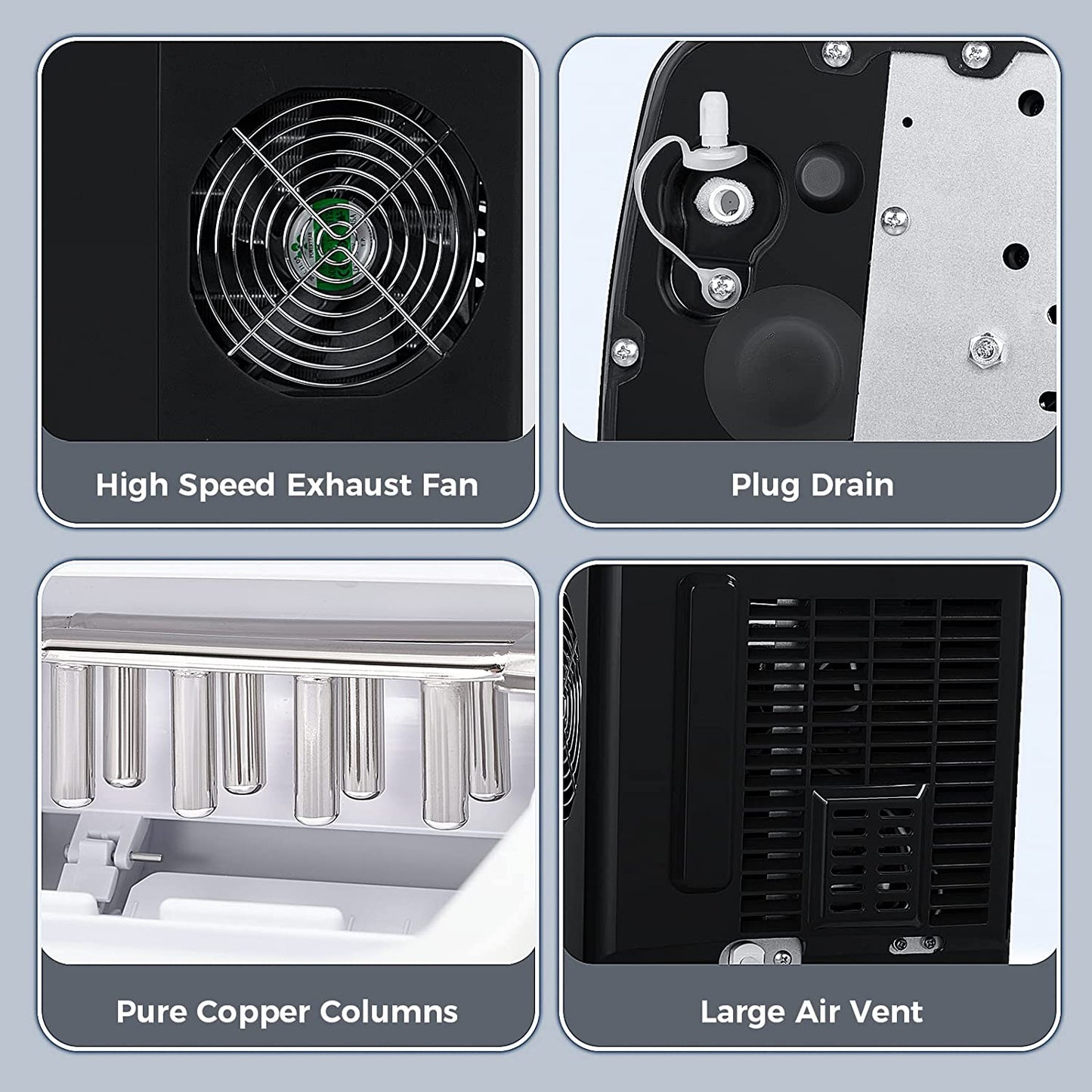 Rapid Portable Countertop Ice Maker Machine: Fast, Quiet, Bullet Ice Production