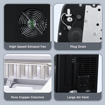Rapid Portable Countertop Ice Maker Machine: Fast, Quiet, Bullet Ice Production