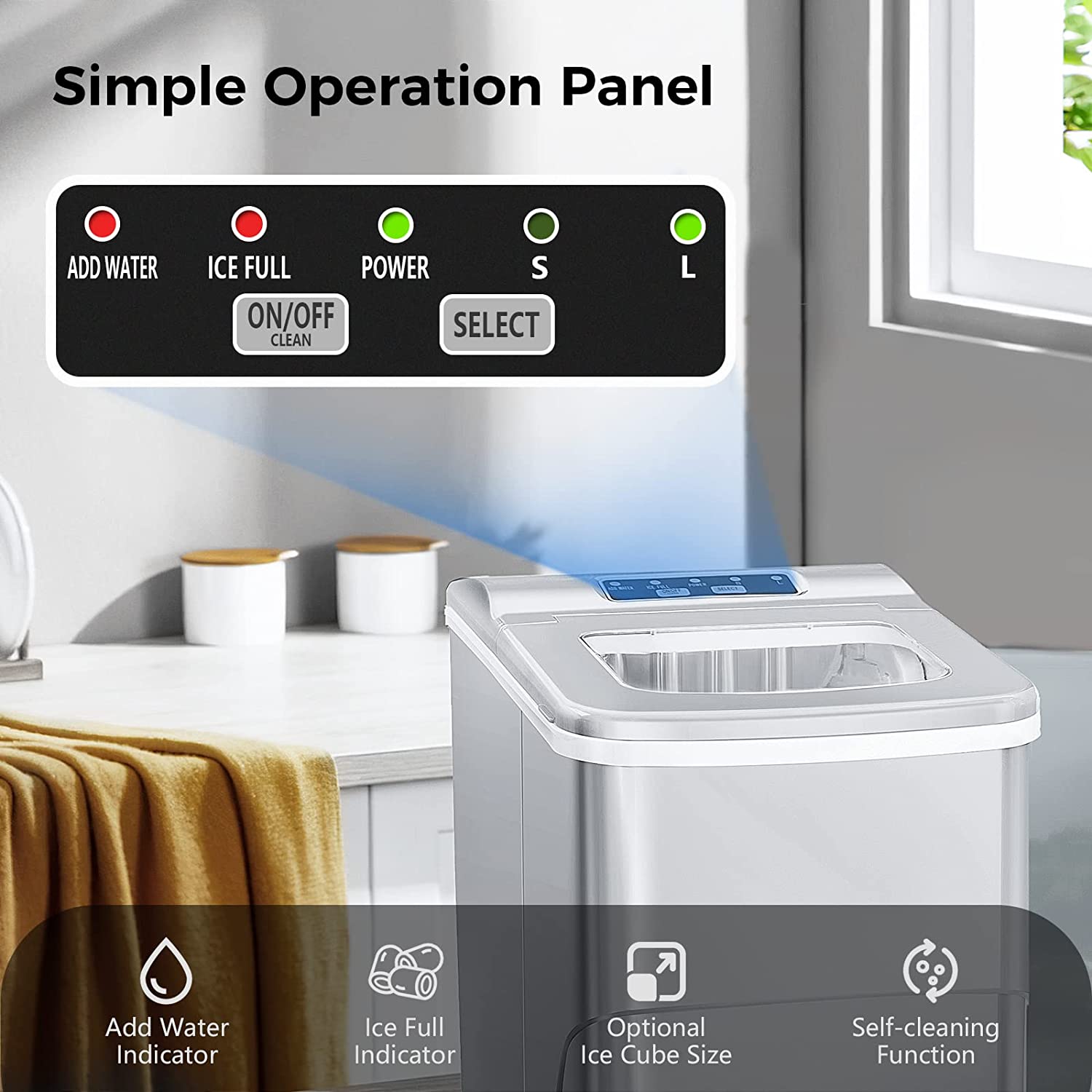 Rapid Portable Countertop Ice Maker Machine: Fast, Quiet, Bullet Ice Production