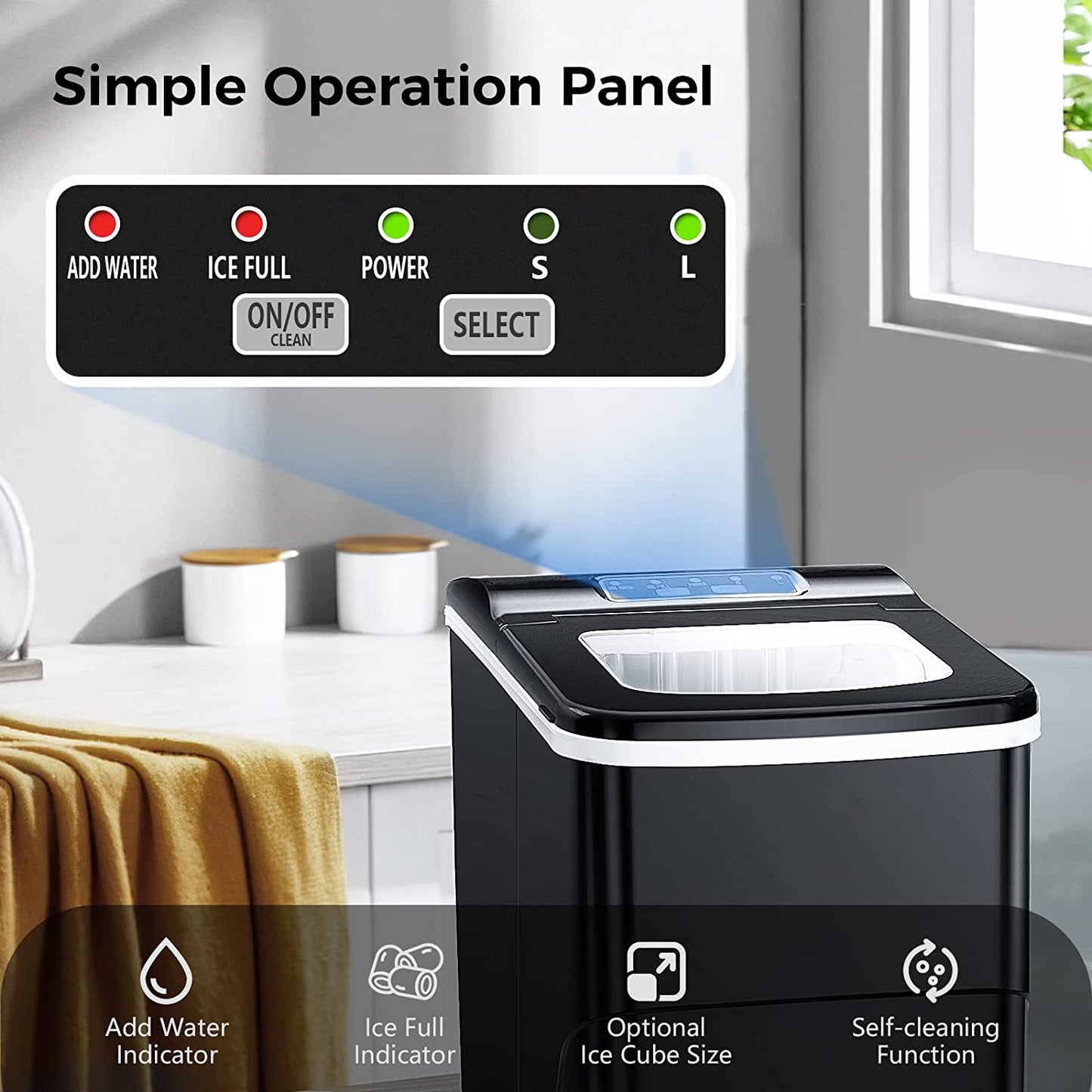 Rapid Portable Countertop Ice Maker Machine: Fast, Quiet, Bullet Ice Production